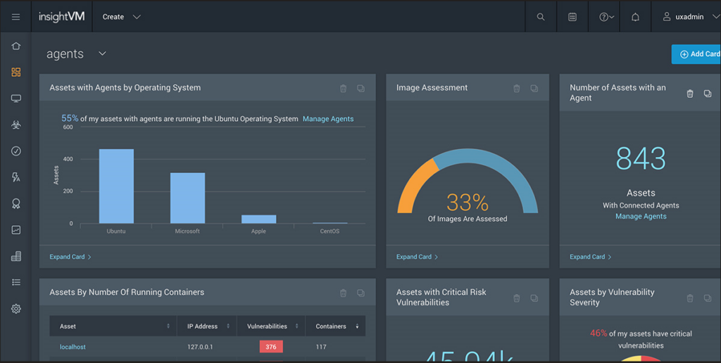InsightVM (Nexpose) vulnerability management tool interface