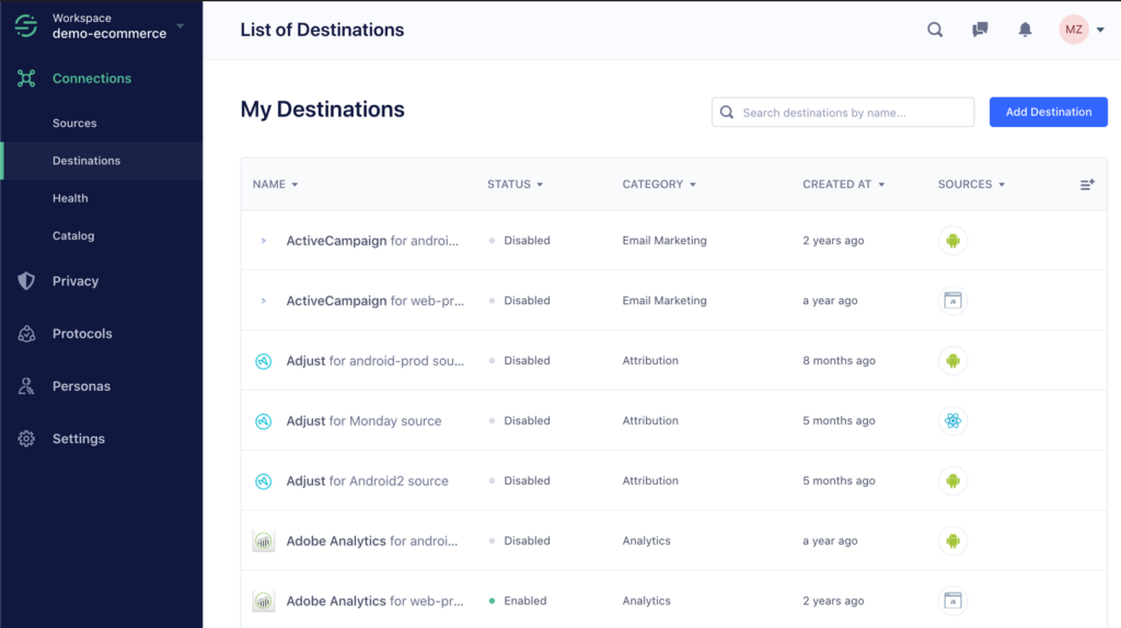 Segment data governance tool interface