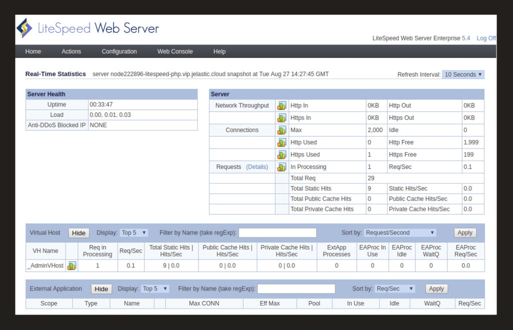 Real-time statistics feature in LiteSpeed Web Server software