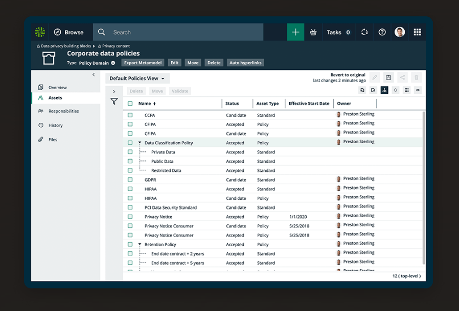 Centralized policy management feature in Collibra Data Governance data governance software