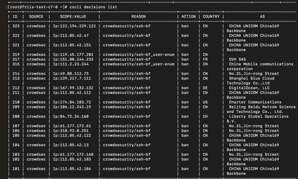 CrowdSec intrusion prevention software interface