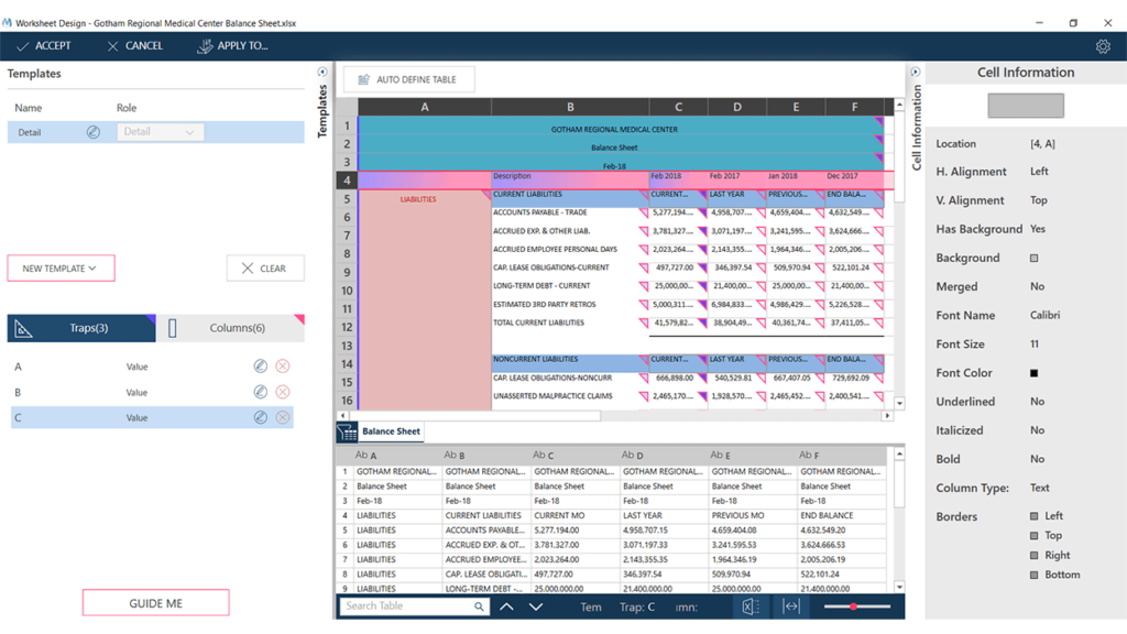 Altair Monarch data extraction software interface