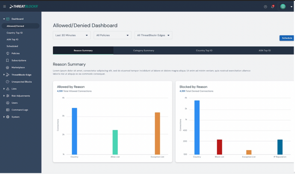 ThreatBlockr intrusion prevention software interface