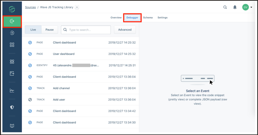 Debugger functionality of Segmen data governance software