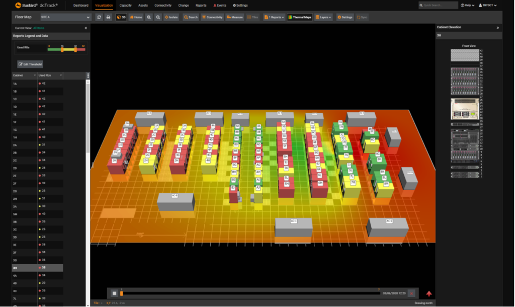 Floor map visualization in Sunbird data center infrastructure management software