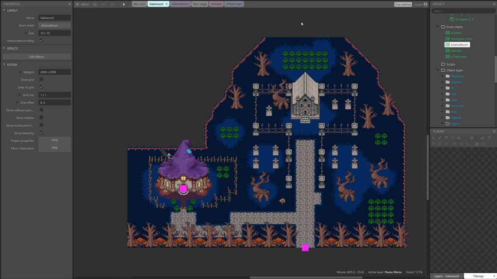Construct game engine software interface