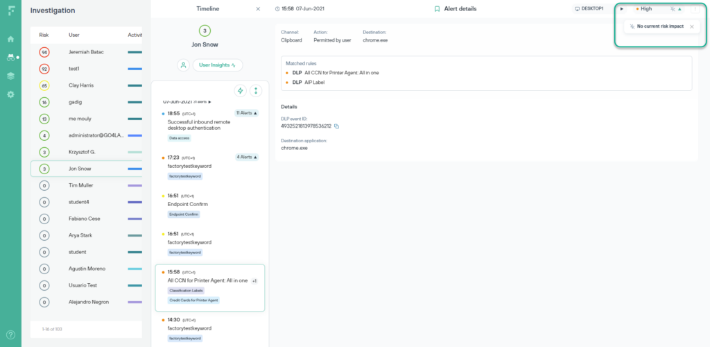 Forcepoint intrusion prevention software interface
