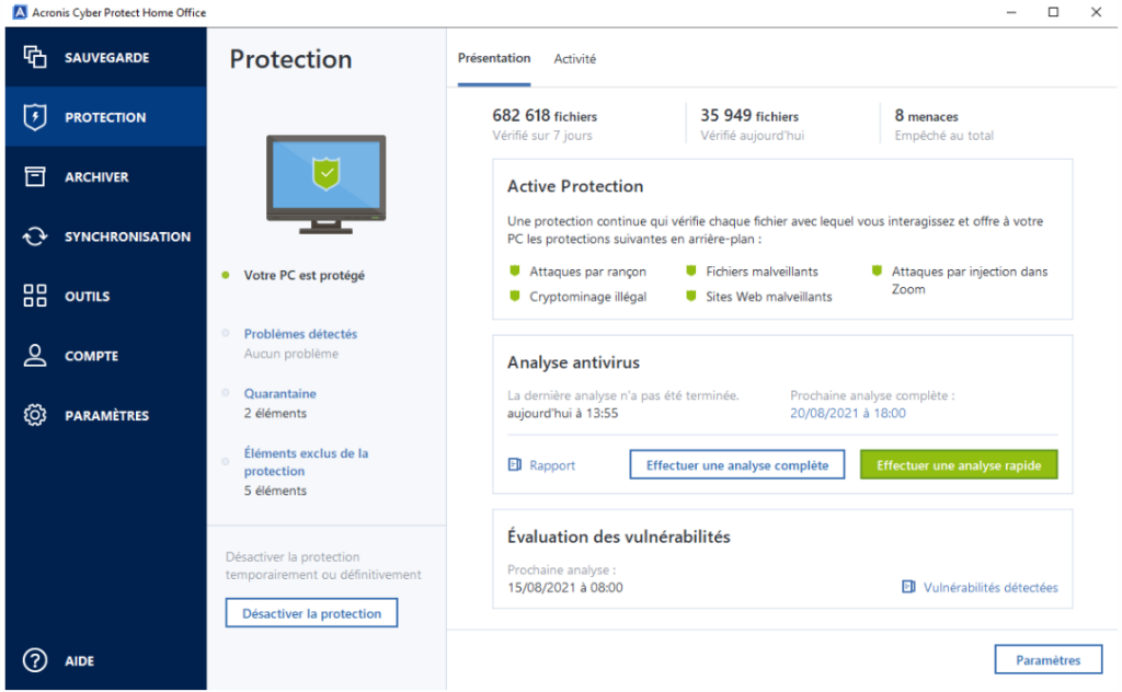 Acronis® Cyber Protect Home Office SaaS Backup Software protection plan