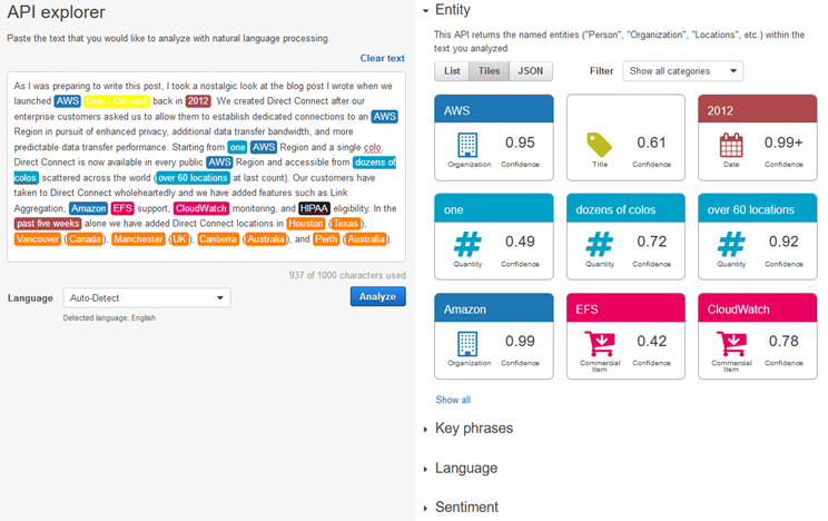 Amazon Comprehend natural language processing software
