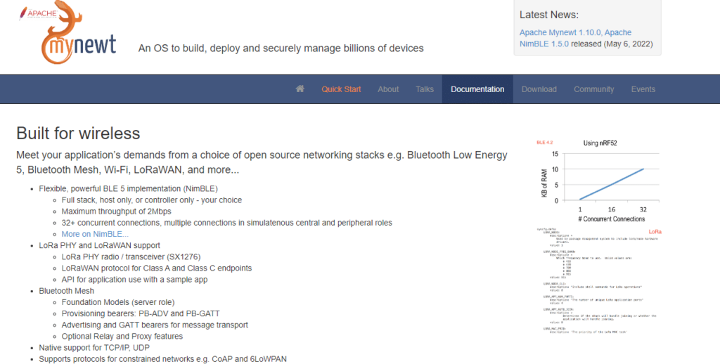Apache Mynewt website screenshot