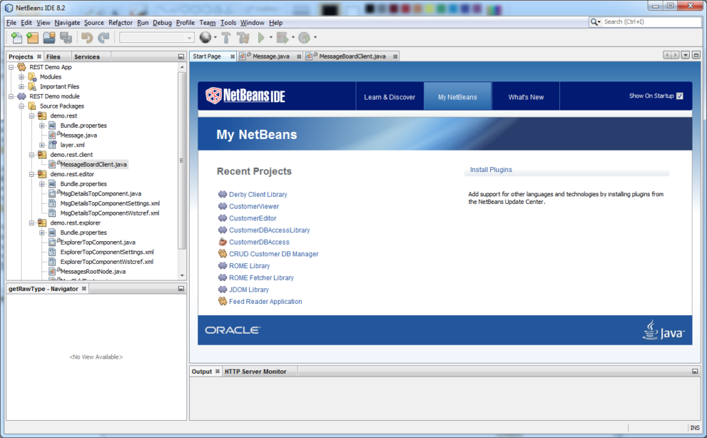 Apache NetBeans Java development tool start page screenshot