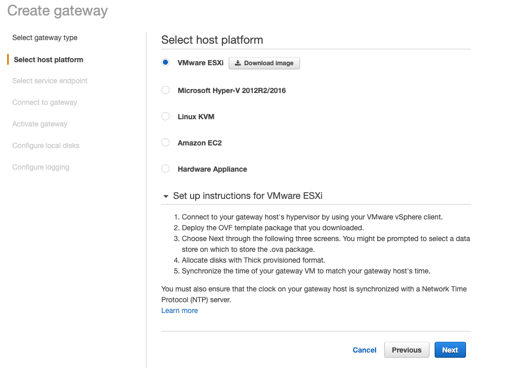 AWS Storage Gateway screenshot