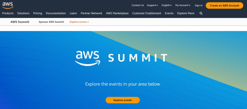 AWS Summits page snapshot
