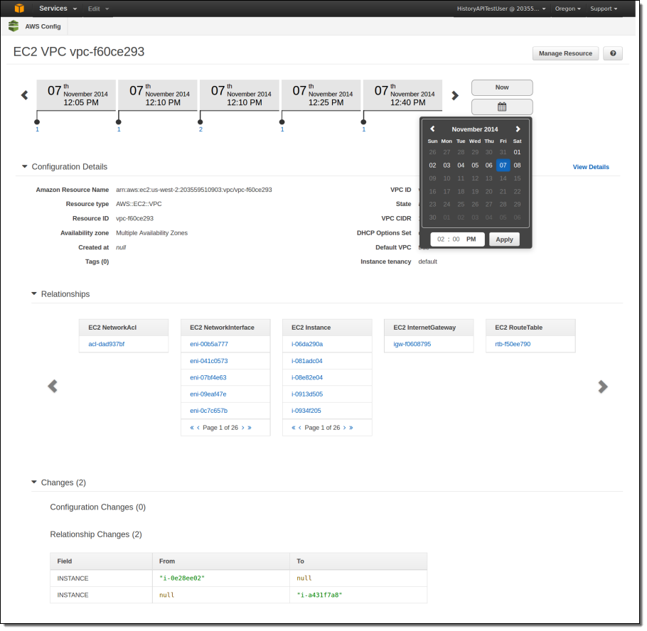 AWS Config SCM tool interface
