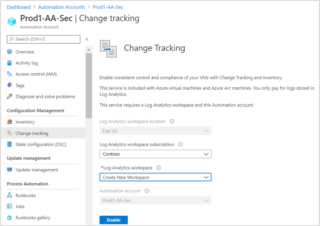 Azure Automation & Control scm tool interface