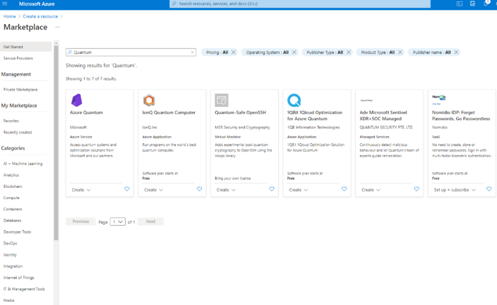 Azure Quantum computing workspace