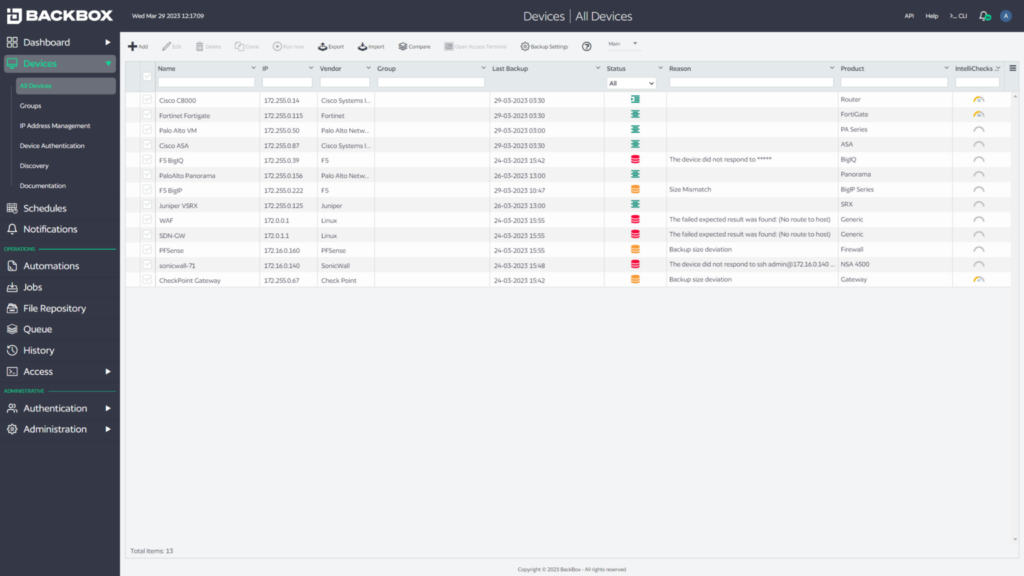 BackBox SCM tool interface