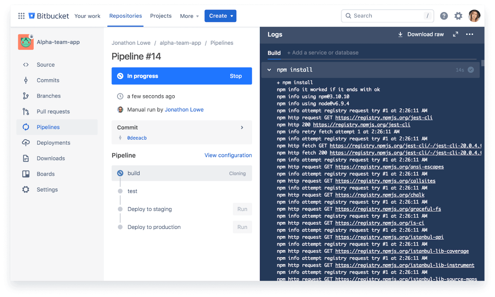 Automating CI/CD deployments with code review tool Bitbucket