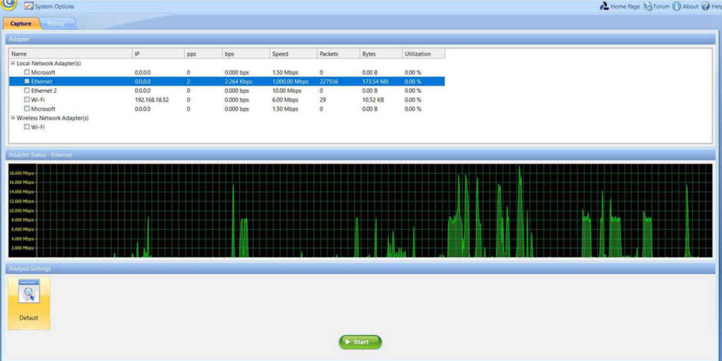 Capsa's real-time packet capture and data storage for local networks