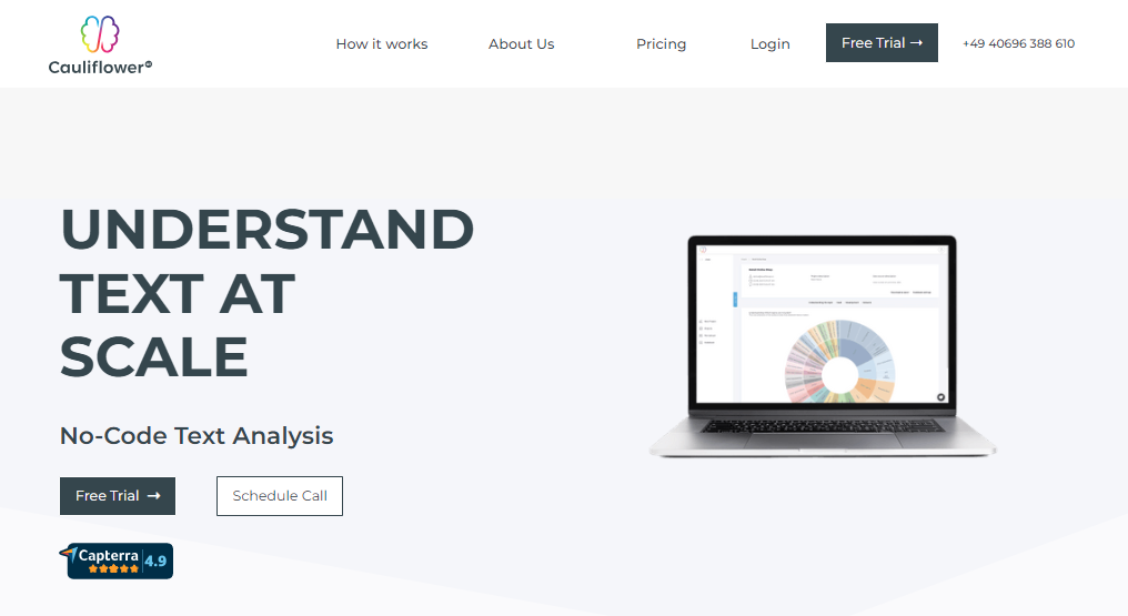 A screenshot of the website designed for the tool Cauliflower.