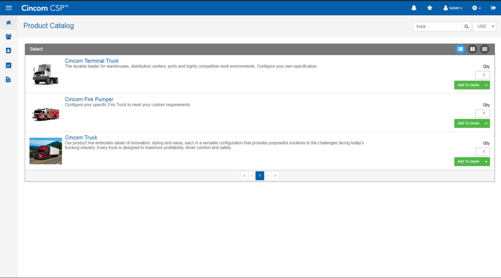 Cincom CPQ SCM tool interface