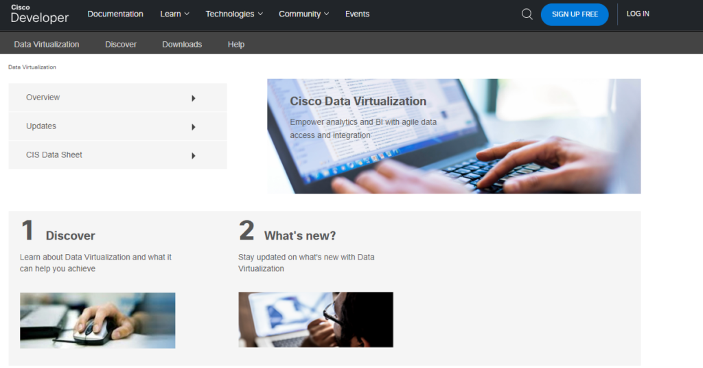 Cisco Data Virtualization homepage overview screenshot