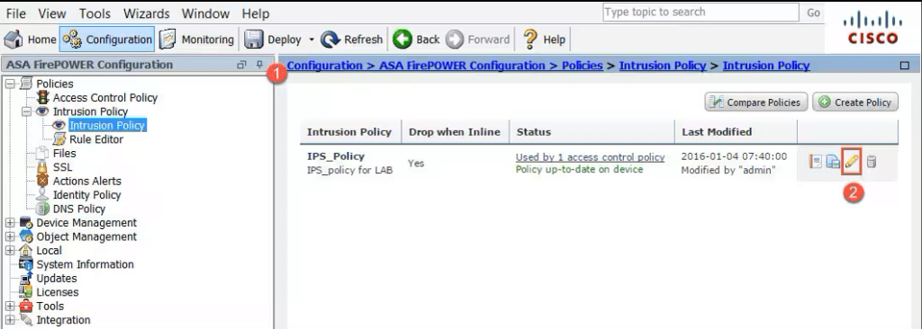 Intrusion policy modification feature in Cisco Secure Firewall