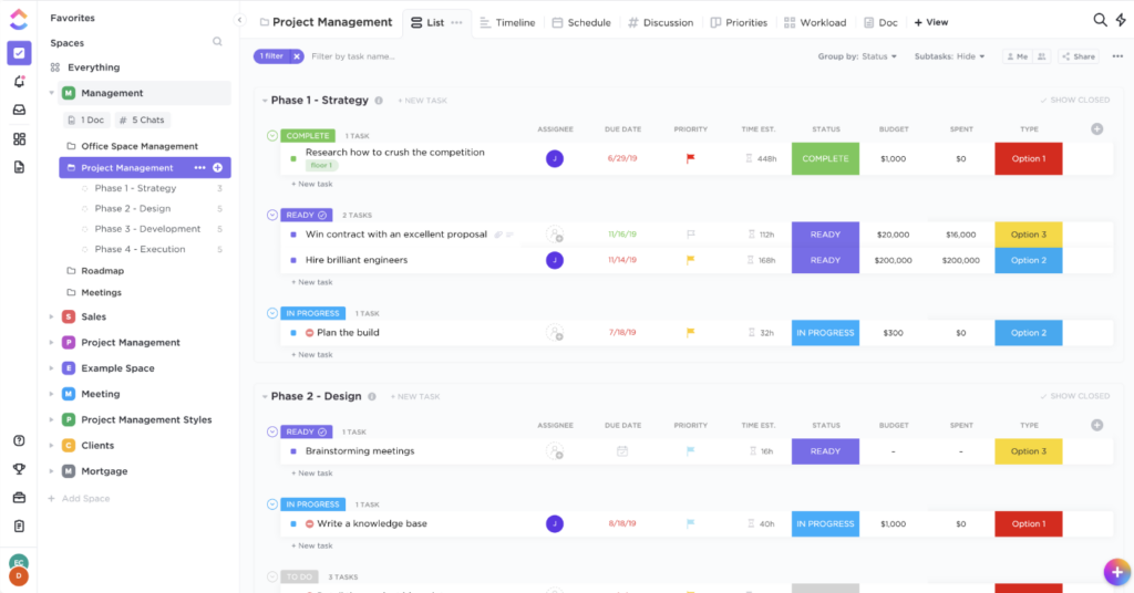 ClickUp Software Development Tracking tool