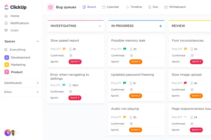 ClickUp's incident management dashboard
