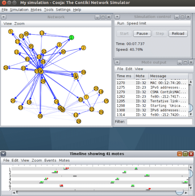 Contiki network simulator screenshot