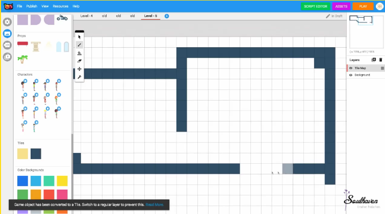 Developing a game using Gamefroot's level editor