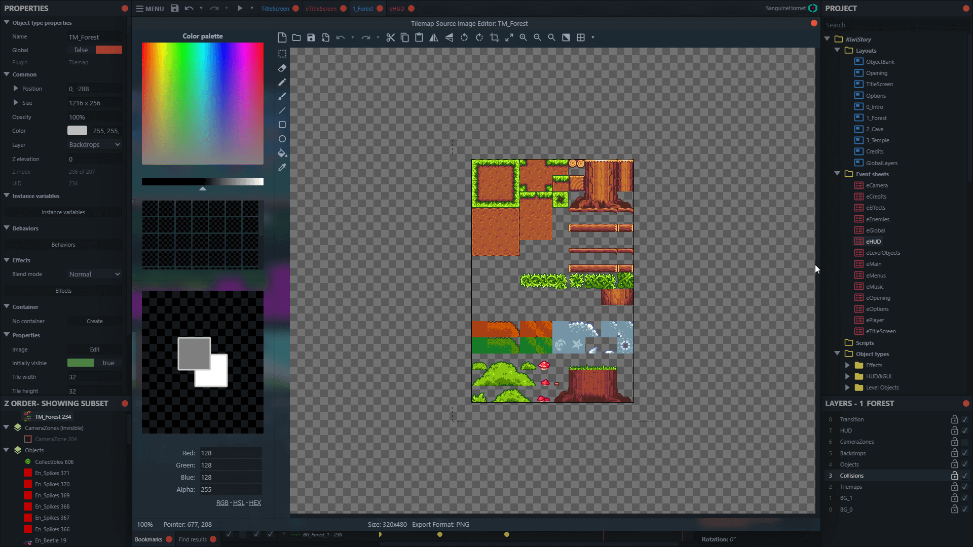 Theme asset creator in game development software Construct