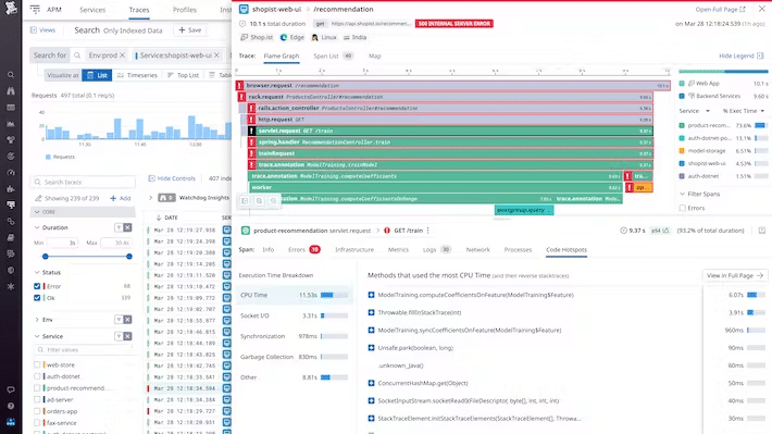 Using the APM feature in Datadog