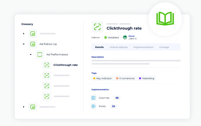 DataGalaxy's customizable business glossary