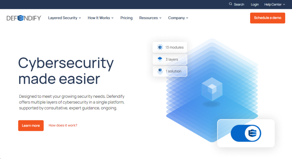 Home page of Defendify: All-In-One Cybersecurity BAS software