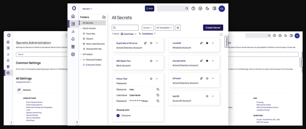 Delinea Secret Server dashboard sample
