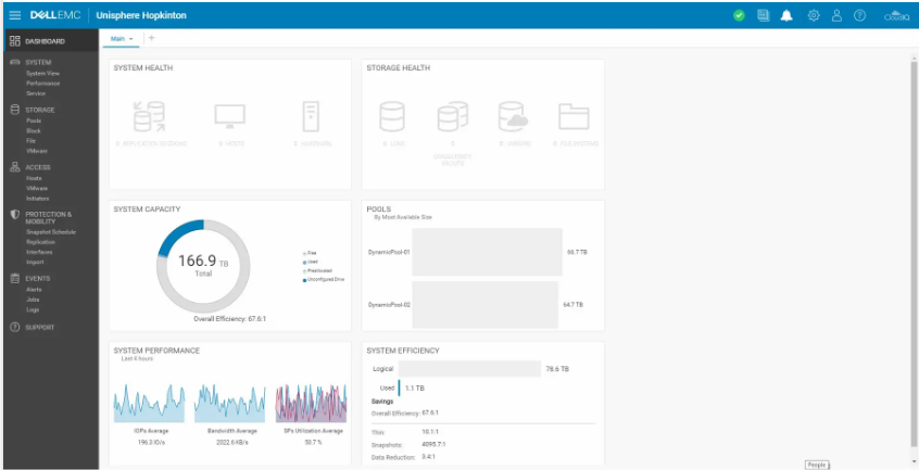 Dell Unity XT storage management software