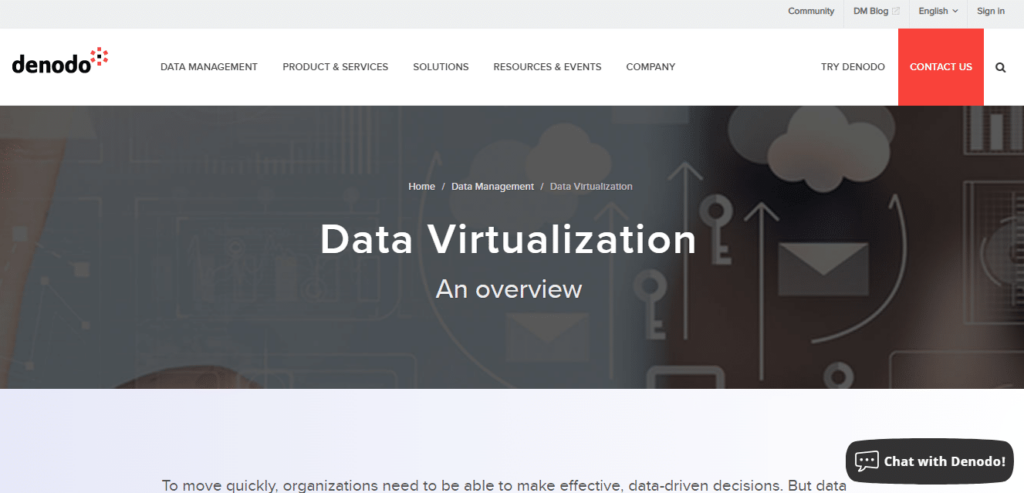 Denodo Platform website screenshot