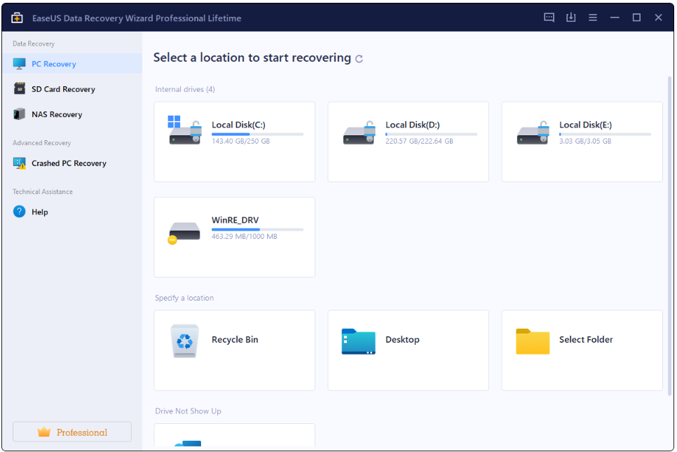 EaseUS Data Recovery Wizard for PC drive recovery