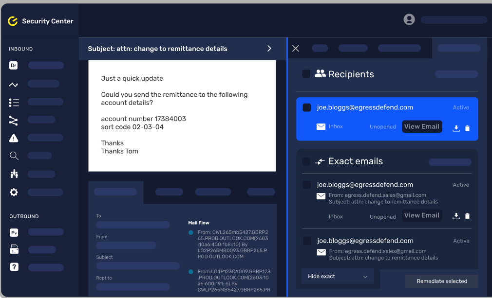 Egress Data Loss Prevention interface