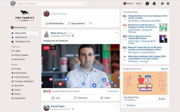 A photo for the newsfeed of Workplace by Facebook.