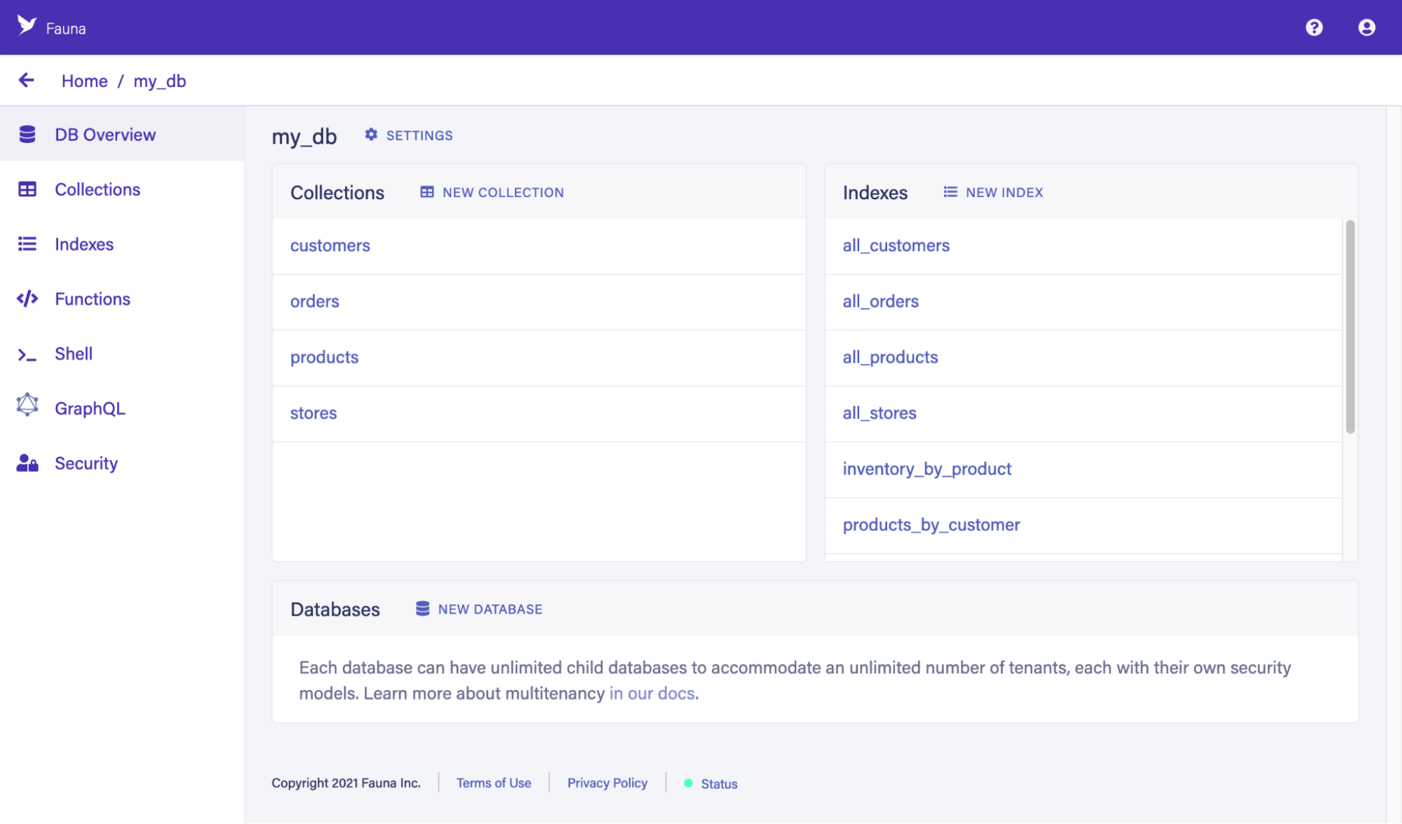 Fauna dashboard