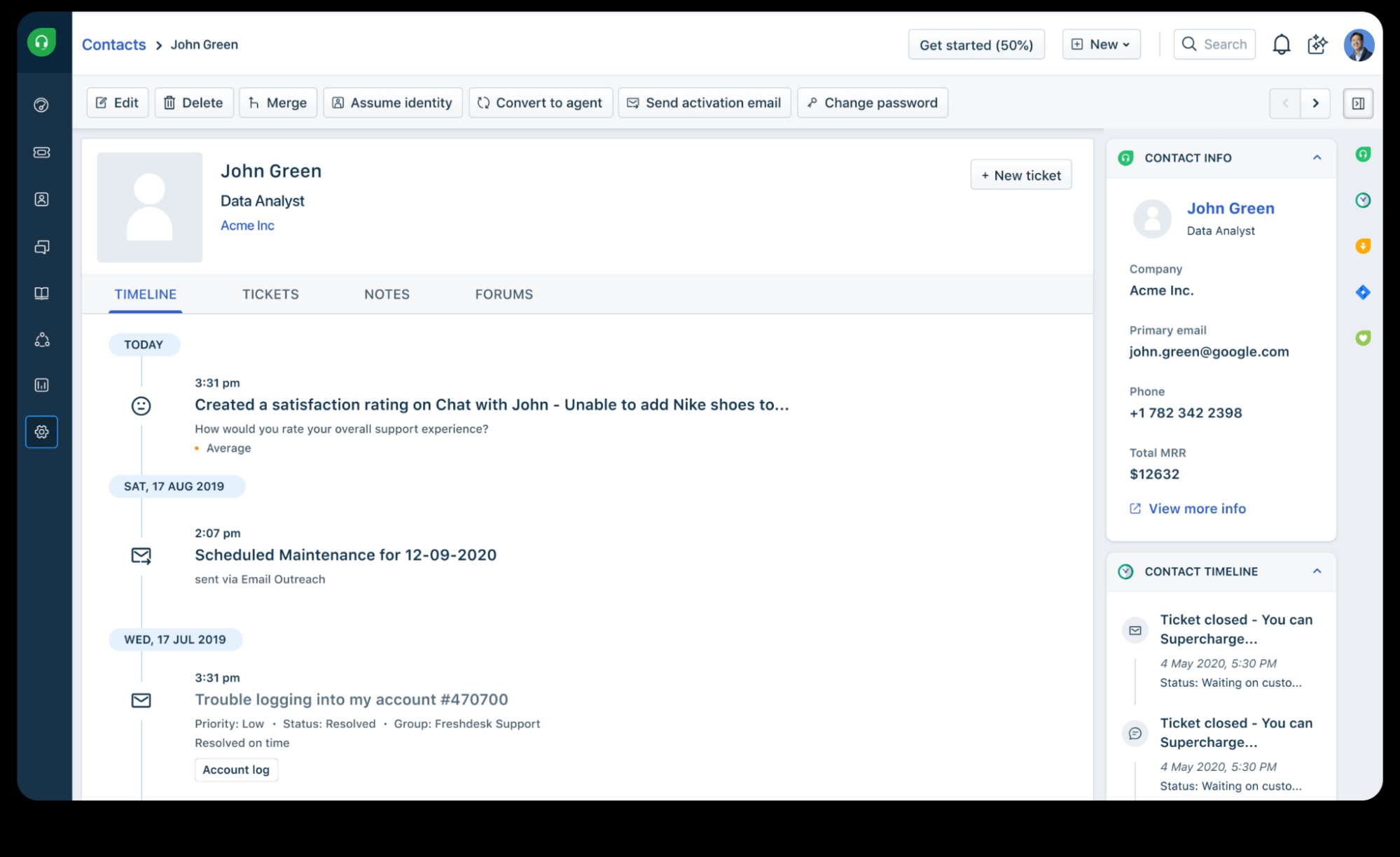ITSM tool Freshdesk's customer service requests