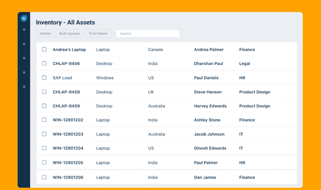 Inventory of all assets, a feature of Freshservice Cloud Helpdesk Software