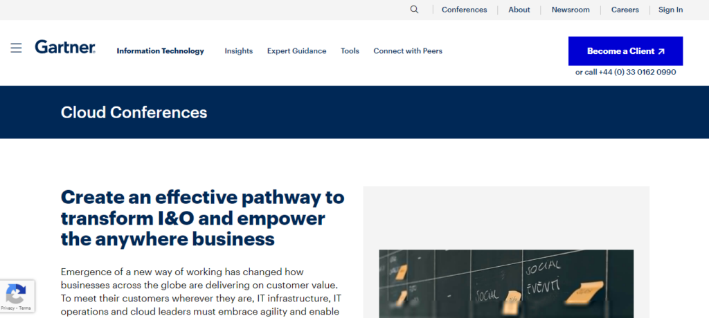 Gartner Cloud Conferences screenshot of the website