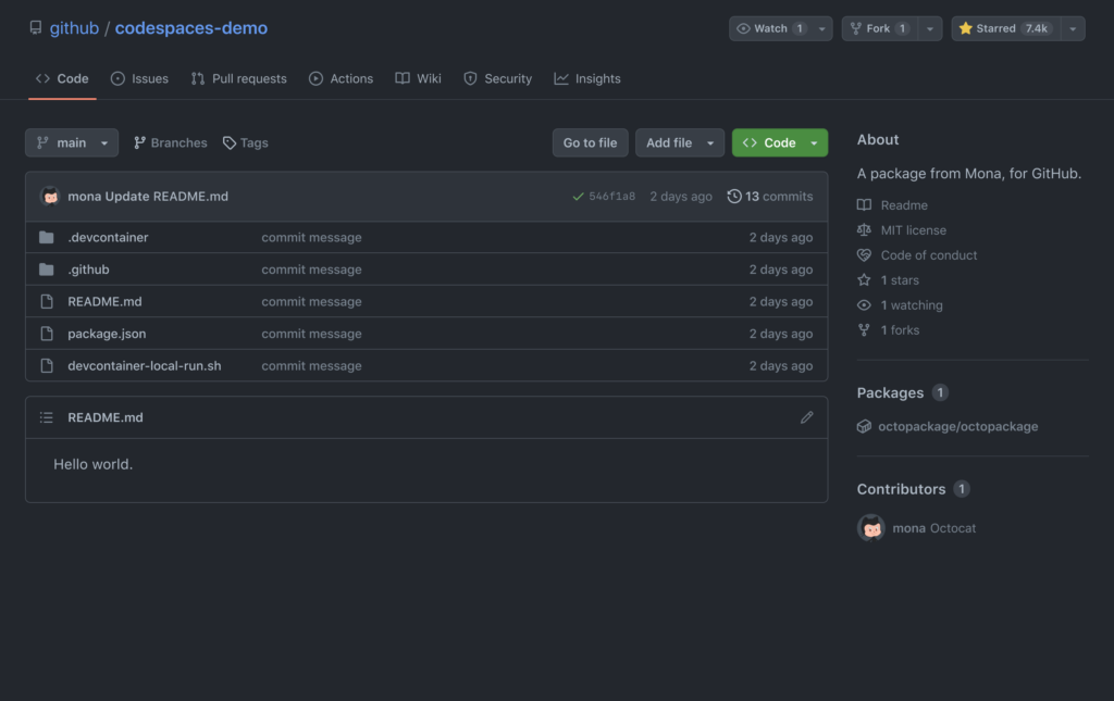 Codespaces demo in GitHub Codespaces