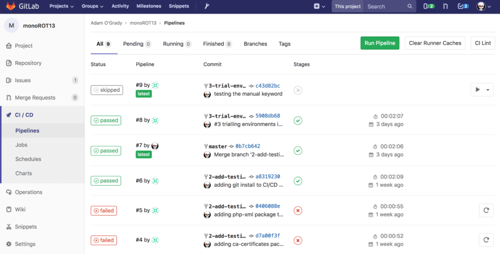 A photo focused on the visual dashboard of GitLab.