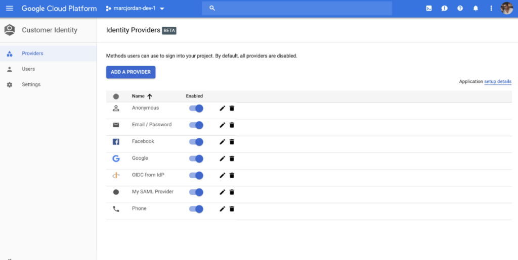 Google Cloud Identity customer dashboard
