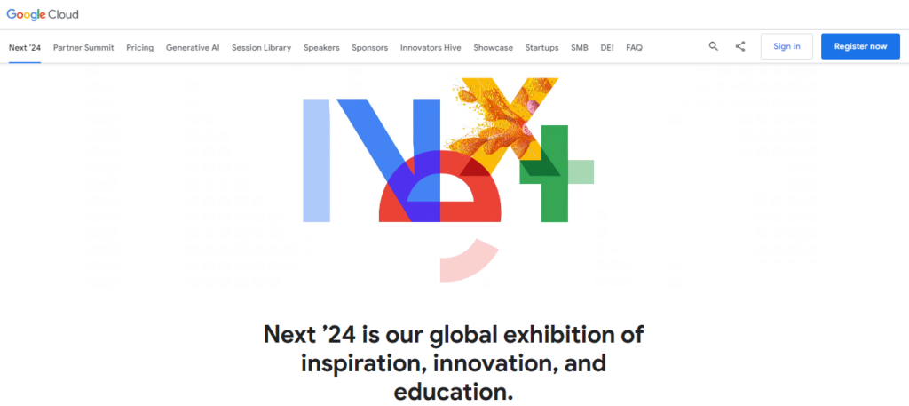 Google Cloud Next screenshot of the website