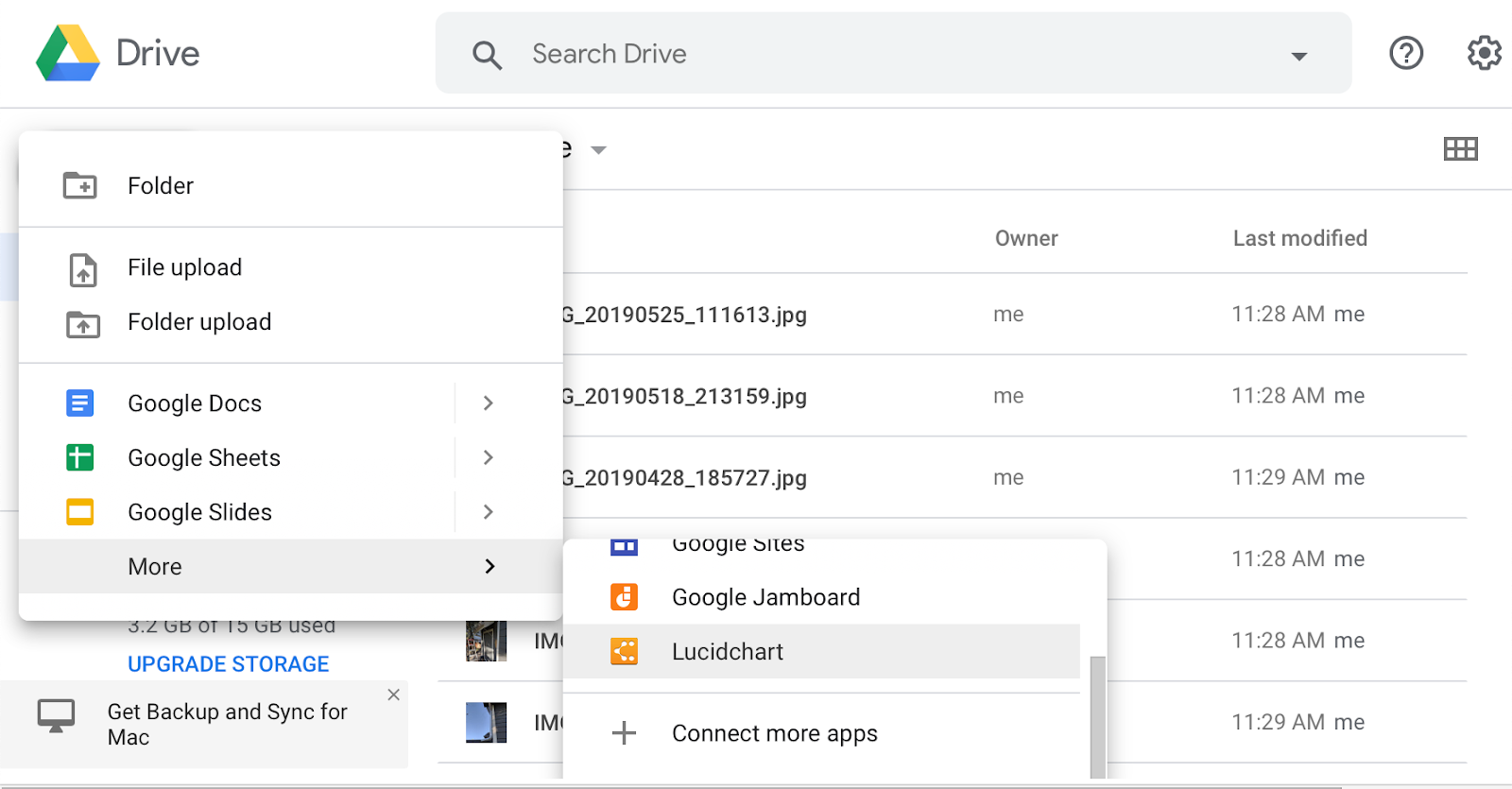 Creating a new item in Google Drive